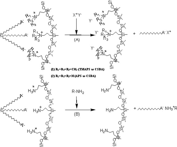 Amino and Quaternary Ammonium Group Functionalized Mesoporous Silica: An Efficient Ion-Exchange Method to Remove Anionic Surfactant from AMS